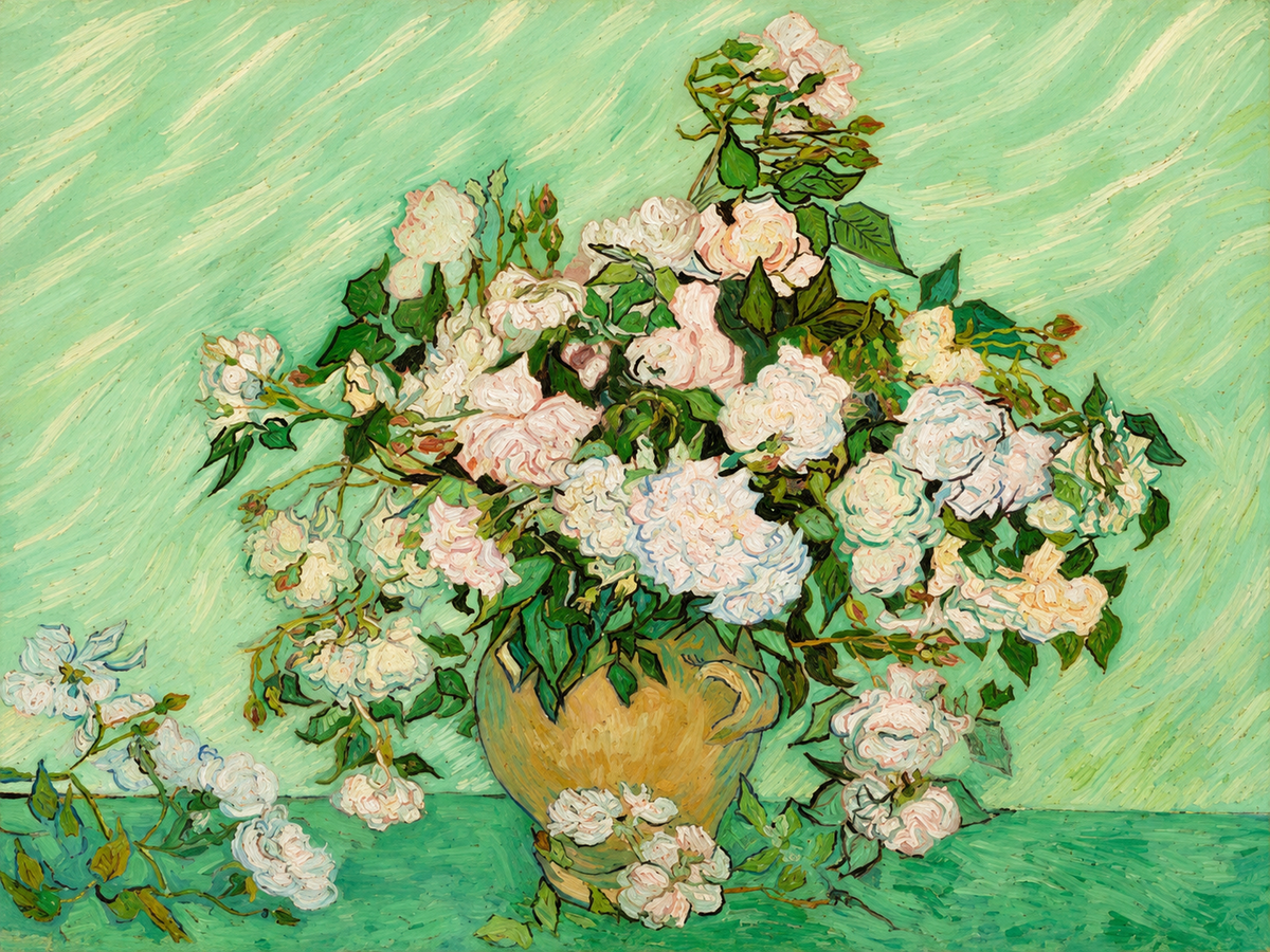 Vase with Pink Roses
