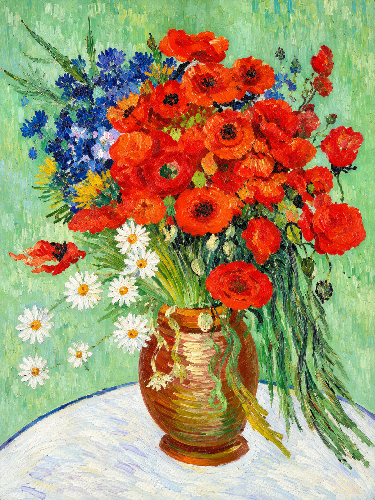 Red Poppies and Daisies